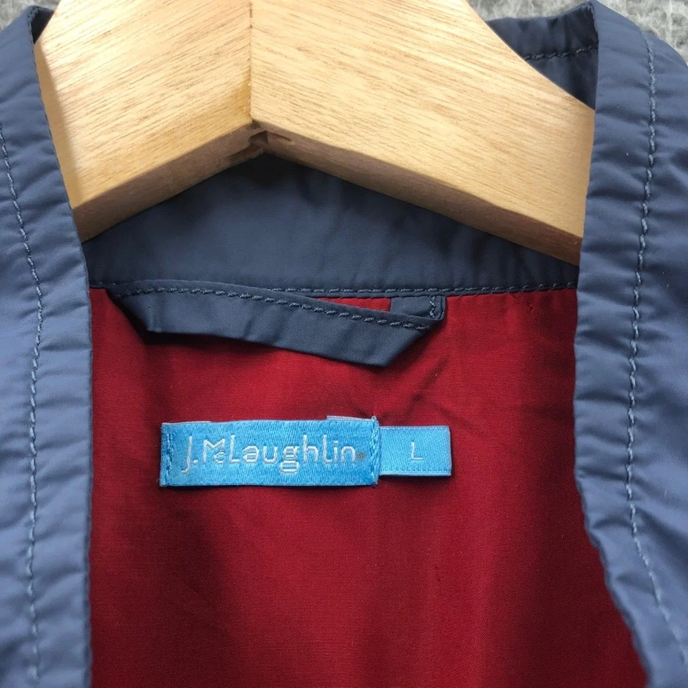 J Mclaughlin Jacket Mens Large Blue Bomber Lightweight Windbreaker Full Zip Fall